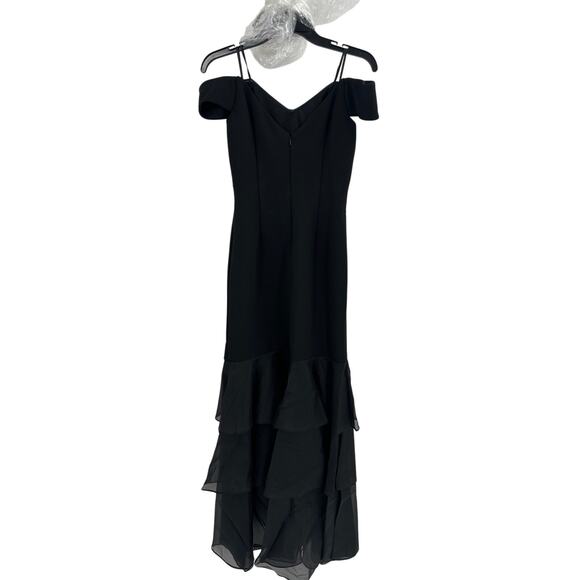 Aidan Mattox Black Bonded Crepe Off-the-Shoulder Mermaid Gown Size 6 - Picture 8 of 10